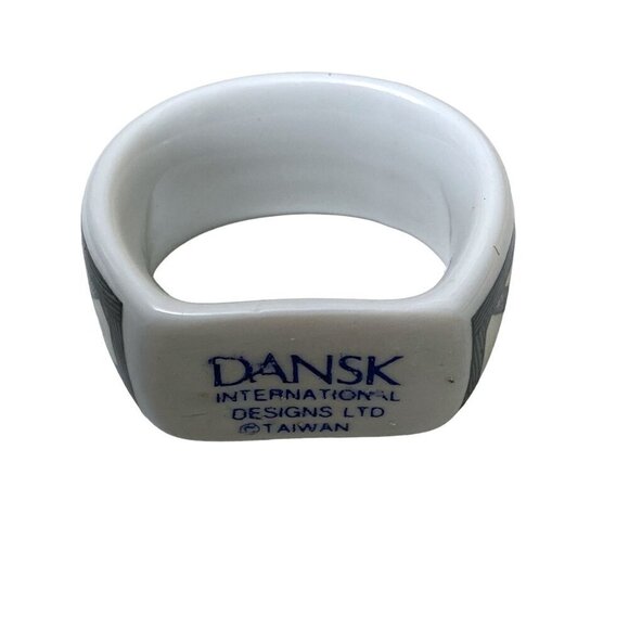 DANSK Napkin Rings Set of 4 Ceramic Nordic Garden Floral with Trellis Pattern - Picture 7 of 11